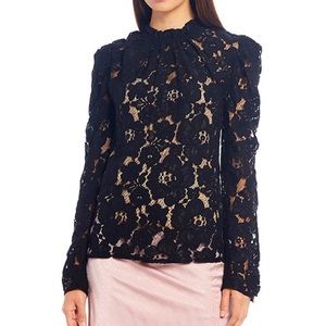 Wayf Black Lace Blouse